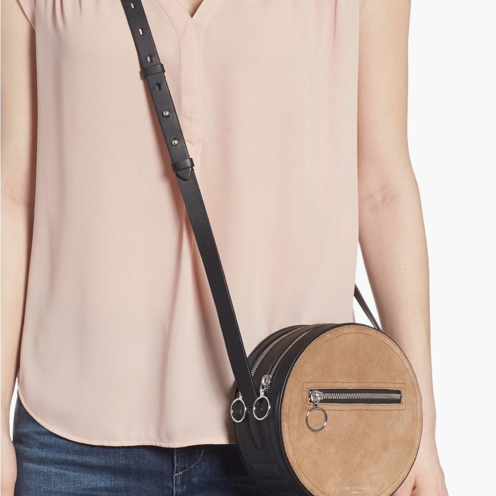 rag & bone Camel Suede Circle Bag Nord Ann Tan and Black Crossbody Bag